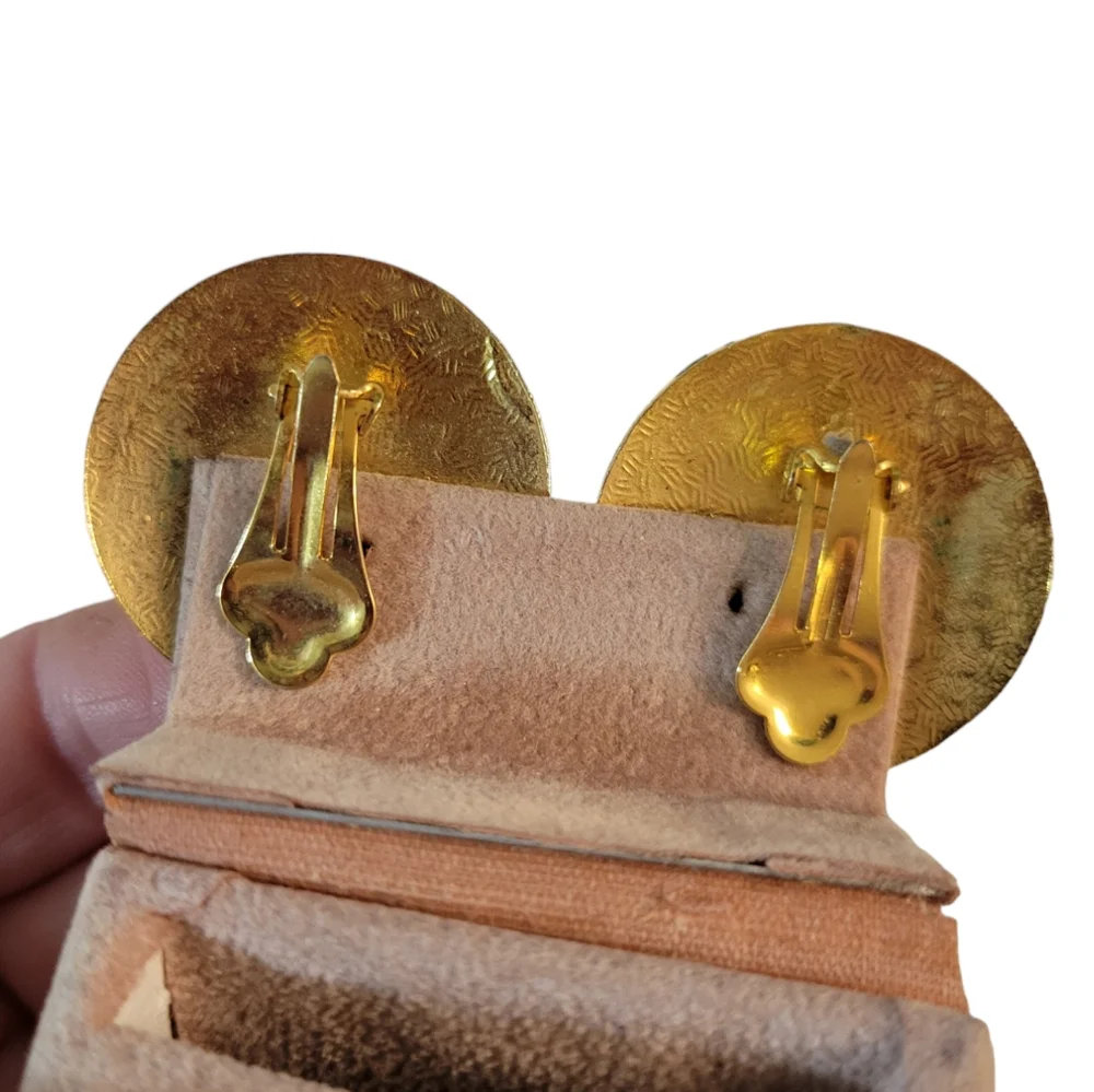 Vintage Cloisonne Enameled Orchid Earrings